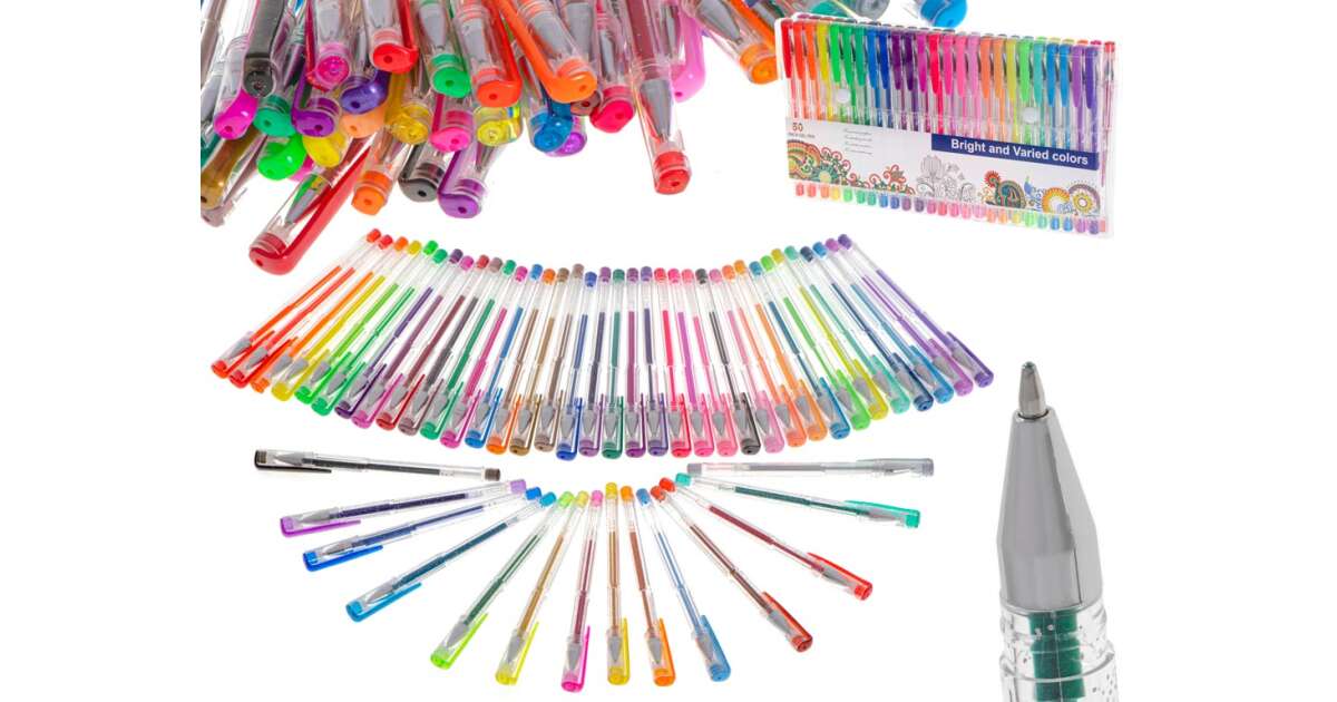 Coloured glitter gel pens in a set of 50pcs.