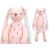 Pink Plush Bunny in Dress - Front and Side View