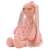 Pink plush bunny with a dress, 35cm, sitting on a white background