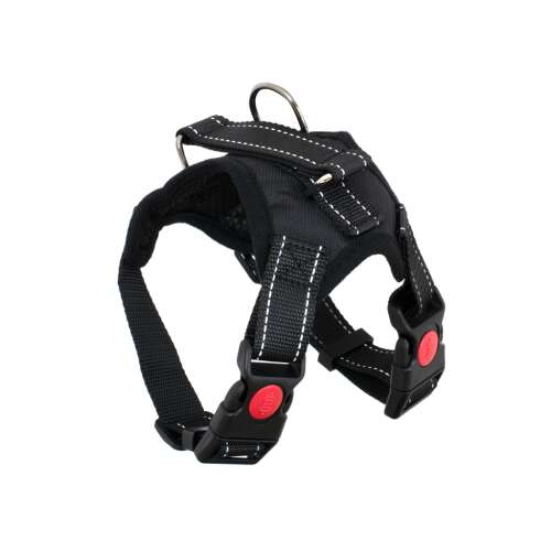 Рефлекторен нагръдник за кучета без натиск M, черен нагръдник за кучета против дърпане