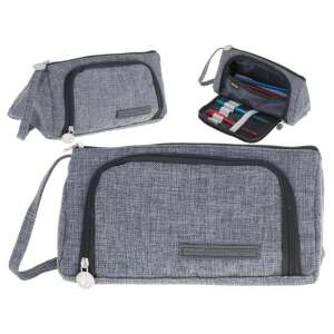 Angoo double zipper pencil case, grey, collage of different views - Pencil Case