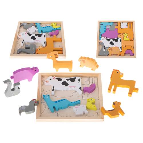 Drevené puzzle s tvarmi zvierat