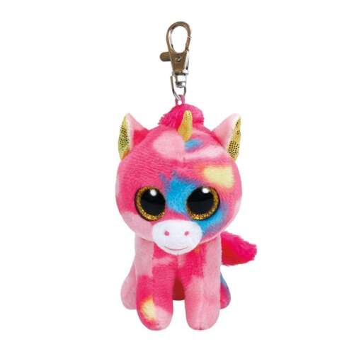 Ty Beanie Boo breloc cu unicorn plusat, unicorn roz roz cu ochi mari