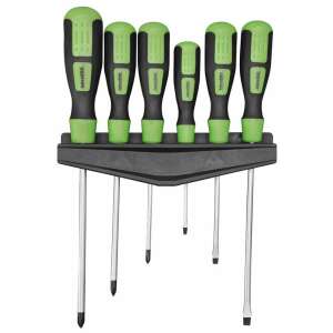 ISKRA ERO HTS-6 6-piece screwdriver set with magnetic tips, including Phillips and flathead screwdrivers, in a holder - Hand tool