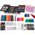 145 piece art set in a pink suitcase, with colored pencils, markers, paints, and more