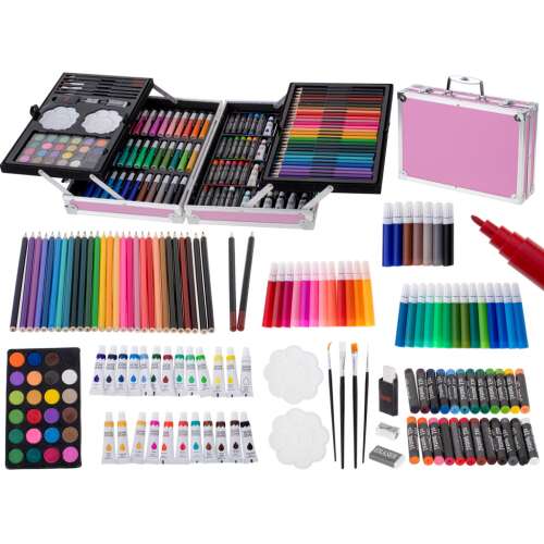 Plastični slikarski set u koferu 145 kom #ružičasta 55389581