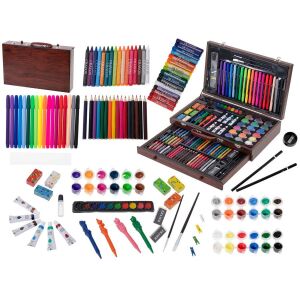 Műanyag Festőkészlet 123-piece art set with wooden case and supplies - Back to School, School Supply