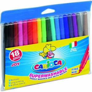 Carioca Superwashable Filzstifte, 18 Stück Feinminen Filzstifte, Abwaschbare Filzstifte für Kinder - Zeichengeräte