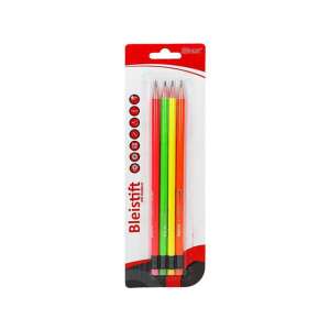 Spirit Fluo Bleistifte mit Radiergummi, 4er Pack, Neonfarben - Graphitstifte