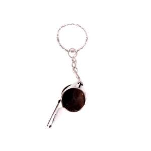 Metal whistle keychain, silver, with keyring - Keychain