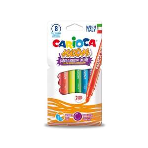 Set de 8 markere Carioca Neon, culori super fluorescente, fabricate în Italia - Pixuri
