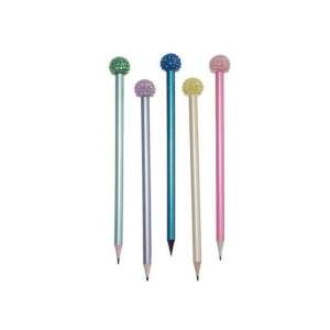 Satz mit 5 Tesoro-Bleistiften mit Glitzerkugeln in verschiedenen Farben - Graphitstifte