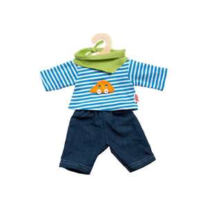 Súprava oblečenia pre bábiky: Pruhované tričko, rifle a šál pre bábiky s rozmermi 35-45 cm - Šaty pre bábiku Toy