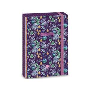 Catalina Estrada A4 Notizbuchbox mit Gummizug, violett und grünes Blumenmuster - Ars Una