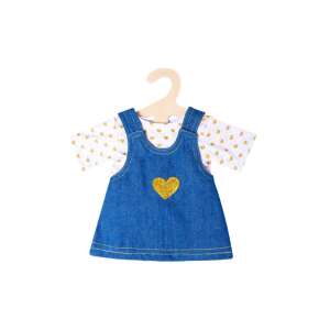 Sada oblečenia pre bábiky, džínsové šaty a biele tričko so zlatými bodkami, pre bábiky 28-35 cm - Šaty pre bábiku Toy