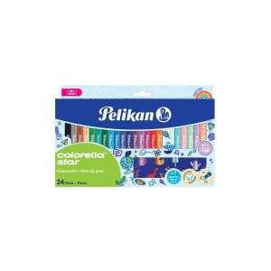 Set de 24 markere Pelikan Colorella Star, 18 culori vii și 6 culori pastelate, cerneală pe bază de apă, lavabilă de pe majoritatea țesăturilor, cu capace de siguranță - Pixuri