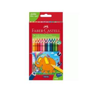 Faber-Castell Jumbo 24er Farbstifte-Set mit Spitzer, dreieckig, dicke Mine, für Kinder, zum Zeichnen, zum Ausmalen - Farbstifte