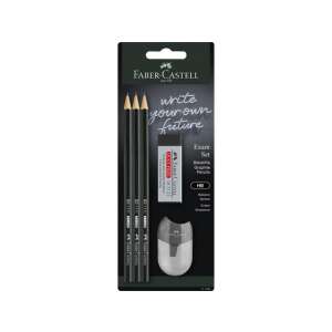 Faber-Castell Vizsga Szett: 3 db HB grafitceruza, radír és hegyező - Faber-Castell