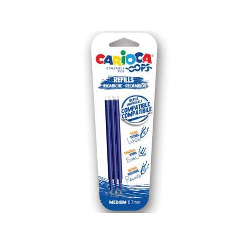 Carioca Oops Stilou Erasabil Refill Albastru 3 Pachete, 0,7mm Mediu