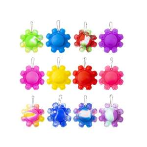 Pop It keychain, 12 different colors, silicone, fidget toy, stress relief, anxiety relief, sensory toy, pop it keychain, pop it fidget toy, pop it stress relief - Keychain
