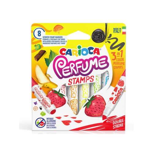 Carioca Illatos Nyomdás Filctoll Szett 3 az 1-ben, 8 db-os, dupla vonalú, Olaszországban készült