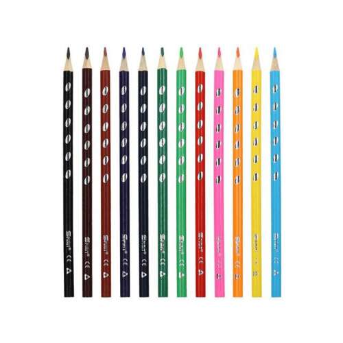 Spirit Set de 12 creioane colorate, formă triunghiulară, perfect pentru copii