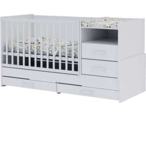 Todi White Bunny 5 az 1-ben multifunkciós kiságy pelenkázóval és fiókokkal, fehér - Todi