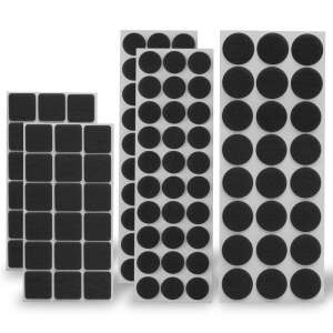 Fekete filc bútorvédő, 120 db, négyzet és kerek formában - Padlóvédő bútorláb alátét