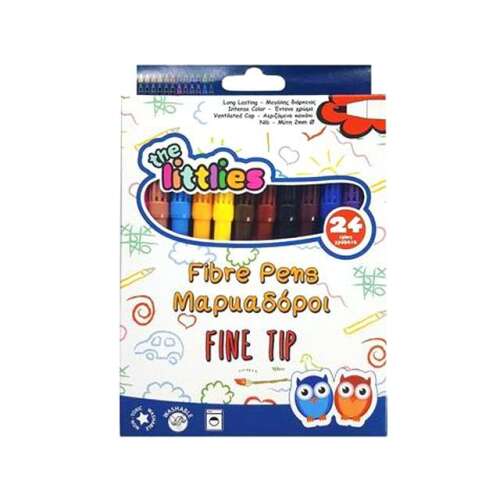 The Littles 24er Pack Fein-Spitzen-Waschbare Faserstifte, Set mit 24 bunten Markern für Kinder