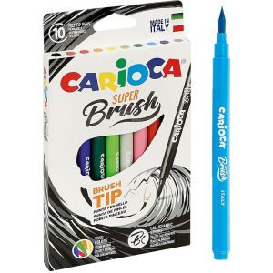 Carioca Super Brush Zestaw 10 pisaków filcowych do kaligrafii i rysowania - Filctoll