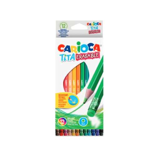 Creioane colorate, set 12 bucati, corp hexagonal cu radiera, varf 3 mm