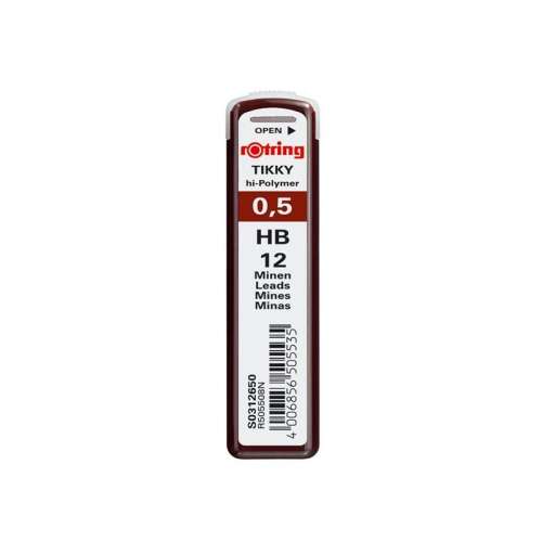 Mine de creion mecanic Rotring Tikky 0,5 mm HB, 12 bucati