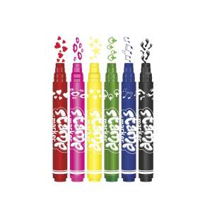 Colorino Kids Stempelmarker, 6er Pack, doppelseitige Marker mit Stempeln, rot, rosa, gelb, grün, blau, schwarz - Zeichengeräte