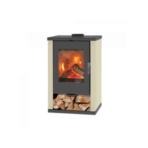 Hecht szilárd tüzelésű kályha kerámia burkolattal és látható lángokkal - Kályha
