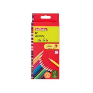 Herlitz Trio 12 bucăți creioane colorate asortate, formă triunghiulară, finisaj lăcuit - Creioane colorate