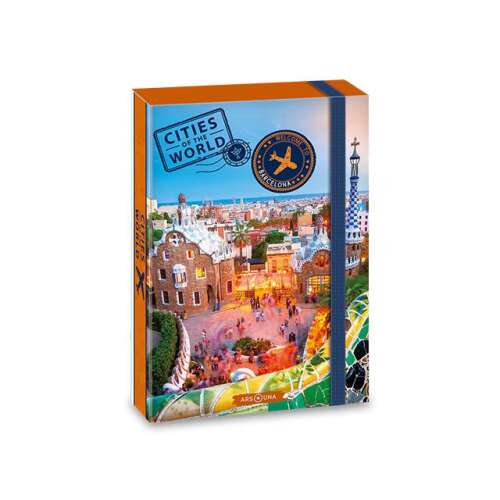 Ars Una Városok a Világban Barcelona füzetbox, A5 méret, kék gumiszalaggal