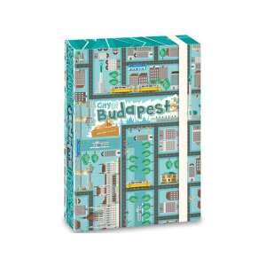 Cutie pentru caiete City of Budapest A5 cu bandă elastică, cu repere iconice precum clădirea Parlamentului, Podul cu Lanțuri și tramvaiul galben - Ars Una