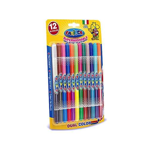 Carioca kétszínű mosható filctollak, 12 darabos készlet