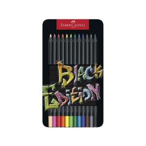 Creioane colorate Faber-Castell Black Edition, set de 12 bucăți în cutie metalică - Creioane colorate