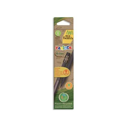 Carioca Tita Eco Family HB Bleistifte mit Radiergummi, 6er Pack, 77% recycelter Kunststoff