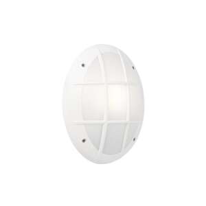 Lampă de perete exterioară Fumagalli DANZI GR E27 albă, formă ovală, cu o grilă pe față - Lămpi de perete pentru exterior