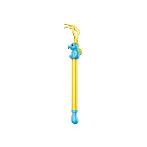 Yellow and blue water gun with a seahorse design, 44 cm long