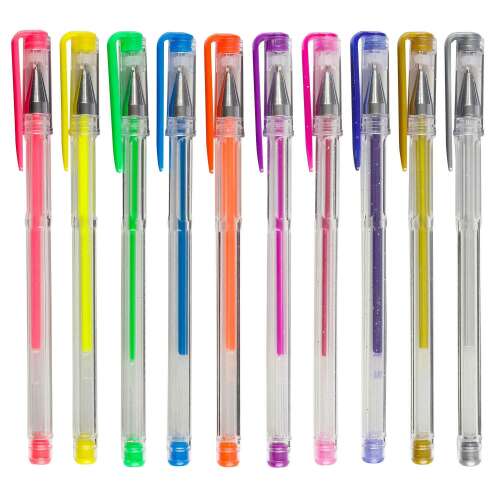 10 assorted color gel pens, neon, glitter, metallic, gel pens, writing pens, art supplies