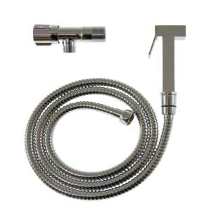 Krómozott bidé szórófej tömlővel és szeleppel - Mosógép kiegészítő