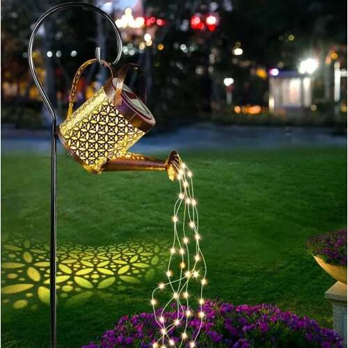 Kültéri napelemes locsolókanna világítás, meleg fehér, 36 db micro LED + 1 db SMD LED, villogó effekt, 70 cm magas, IP44 védelem