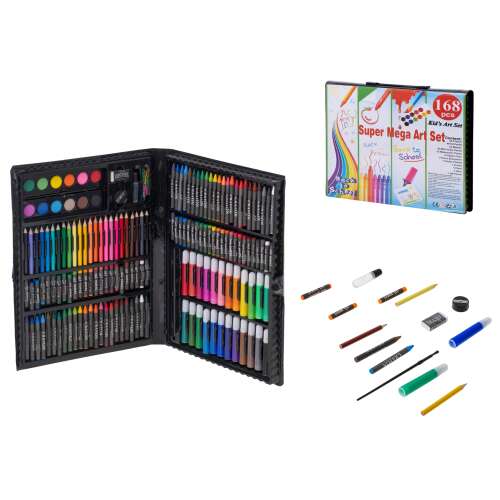 168 piece art set in a case, crayons, pencils, markers, paints, art supplies for kids