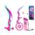 Pink and blue toy bow and arrow set with target, quiver, and suction cup arrows