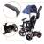Close-up of Trike Fix Lite blue kids tricycle details: parent handle, basket, and footrest