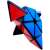 Pyraminx puzzle cube, 9.7cm, black frame, red, blue and yellow colors