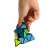 Pyraminx puzzle kocka, 9.7cm, fekete keret, zöld, sárga és kék színű, kézben